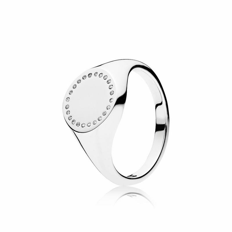Pandora Circle Signet Stackable Ring Silver Egypt NH4871902